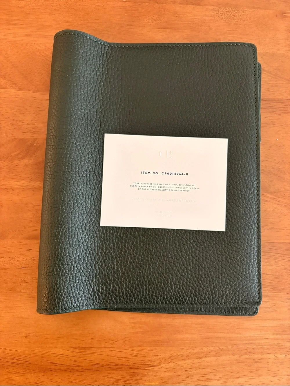 Large (A5) Cloth & Paper Heirloom Leather Folio Cover in Dark Green (Salamanca)